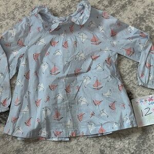 Boden Kids Blouse with Sailboat Design